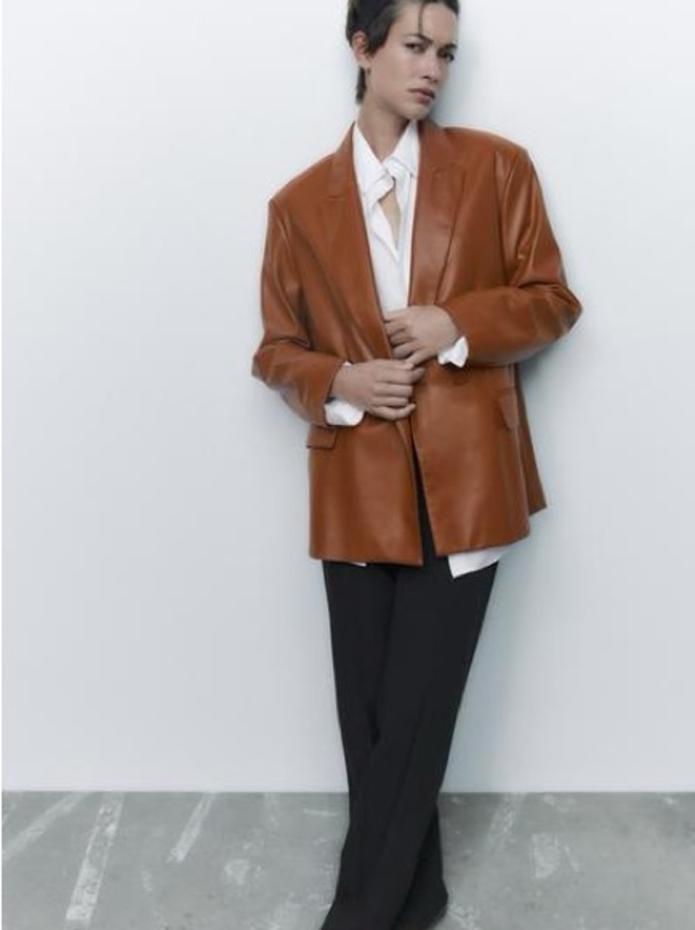 Oversized Brown Blazer - Classic Tailored Style
